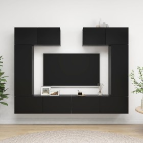 Set di Mobili Porta TV 6 pz Nero in Legno Multistrato