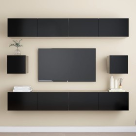 Set di Mobili Porta TV 6 pz Nero in Legno Multistrato