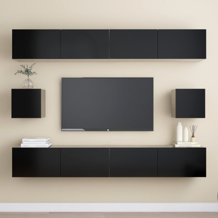 Set di Mobili Porta TV 6 pz Nero in Legno Multistrato