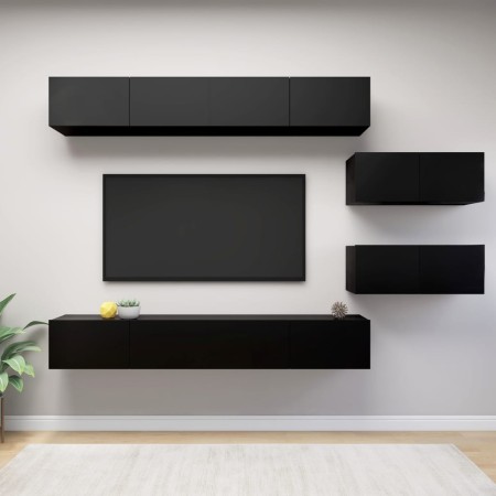 Set di Mobili Porta TV 6 pz Nero in Legno Multistrato