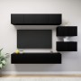 Set di Mobili Porta TV 6 pz Nero in Legno Multistrato