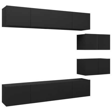 Set di Mobili Porta TV 6 pz Nero in Legno Multistrato