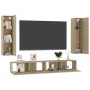 Set di Mobili Porta TV 4 pz Rovere Sonoma in Legno Multistrato