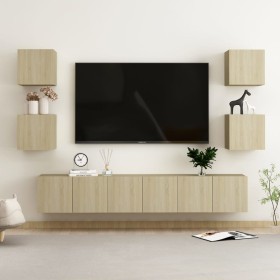 Set di Mobili Porta TV 7 pz Rovere Sonoma in Legno Multistrato