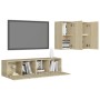 Set di Mobili Porta TV 4 pz Rovere Sonoma in Legno Multistrato