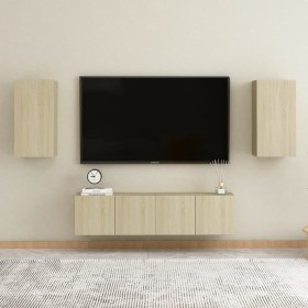 Set di Mobili Porta TV 4 pz Rovere Sonoma in Legno Multistrato