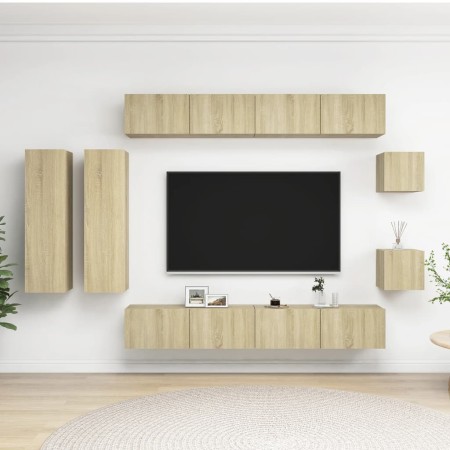 Set di Mobili Porta TV 8 pz Rovere Sonoma in Legno Multistrato