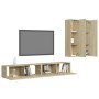 Set di Mobili Porta TV 4 pz Rovere Sonoma in Legno Multistrato