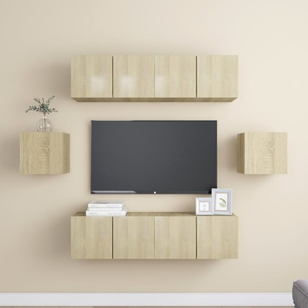 Set di Mobili Porta TV 6 pz Rovere Sonoma in Legno Multistrato