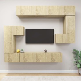 Set Mobili Porta TV 8pz Rovere Sonoma in Legno Multistrato