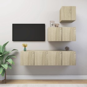 Set di Mobili TV 4 pz Rovere Sonoma in Legno Multistrato