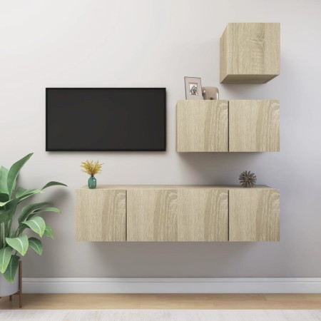 Set di Mobili TV 4 pz Rovere Sonoma in Legno Multistrato