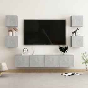 Set di Mobili Porta TV 6 pz Grigio Cemento in Legno Multistrato