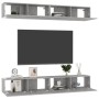 Mobili TV 4 pz Grigio Cemento 100x30x30 cm in Legno Multistrato