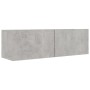 Mobili TV 4 pz Grigio Cemento 100x30x30 cm in Legno Multistrato