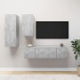 Set di Mobili Porta TV 4 pz Grigio Cemento in Legno Multistrato