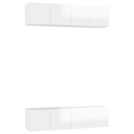 Mobili TV 4 pz Bianco Lucido 60x30x30 cm in Legno Multistrato