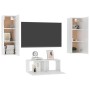 Set di Mobili Porta TV 3 pz Bianco Lucido in Legno Multistrato