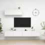 Mobili Porta TV 3 pz Bianco Lucido in Legno Multistrato