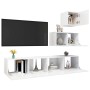 Set di Mobili Porta TV 4 pz Bianco Lucido in Legno Multistrato