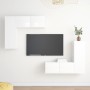 Set di Mobili Porta TV 4 pz Bianco Lucido in Legno Multistrato