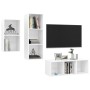 Set Mobili TV 3 pz Bianco Lucido in Legno Multistrato