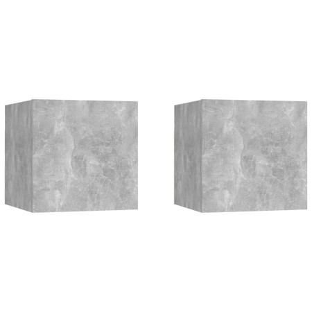 Comodini Grigio Cemento 2 pz 30,5x30x30 cm in Truciolato