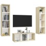 Set Porta TV 3 pz Bianco e Rovere Sonoma in Truciolato