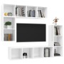 Set di Mobili Porta TV 4 pz Bianco Lucido in Legno Multistrato