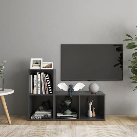 Mobili Porta TV 2 pz Grigio 72x35x36,5 cm in Legno Multistrato