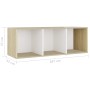 Mobili TV 3 pz Bianco e Sonoma 107x35x37cm in Legno Multistrato