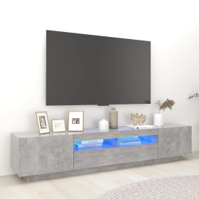 Mobile Porta TV con Luci LED Grigio Cemento 200x35x40 cm