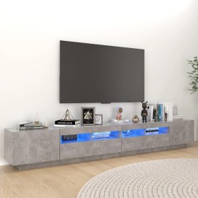 Mobile Porta TV con Luci LED Grigio Cemento 260x35x40 cm