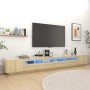 Mobile Porta TV con Luci LED Rovere Sonoma 300x35x40 cm