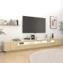 Mobile Porta TV con Luci LED Rovere Sonoma 300x35x40 cm