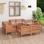 Set Divani da Giardino 9 pz Miele in Legno Massello di Pino