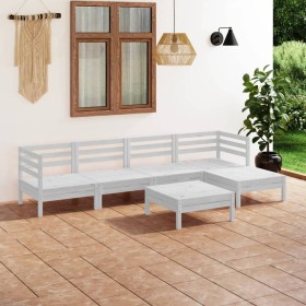 Set Salotto da Giardino 6 pz in Legno Massello di Pino Bianco