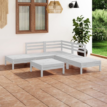 Set Salotto da Giardino 6 pz in Legno Massello di Pino Bianco