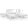 Set Salotto da Giardino 6 pz in Legno Massello di Pino Bianco