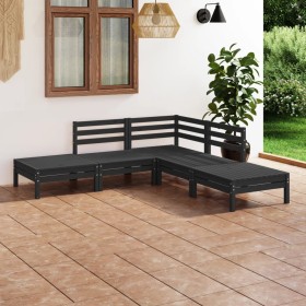 Set Salotto da Giardino 5 pz in Legno Massello di Pino Nero