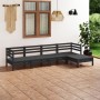 Set Salotto da Giardino 5 pz in Legno Massello di Pino Nero