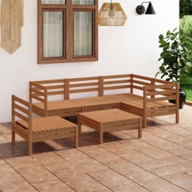 Set Salotto da Giardino 6 pz in Legno Massello di Pino Miele