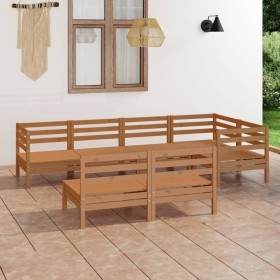 Set Salotto da Giardino 7 pz in Legno Massello di Pino Miele