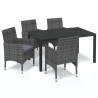 Set da Pranzo per Giardino 5 pz con Cuscini Polyrattan Grigio