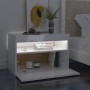 Comodino con Luci LED Bianco Lucido 60x35x40 cm