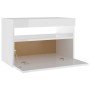 Comodino con Luci LED Bianco Lucido 60x35x40 cm