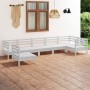 Set Divani da Giardino 7 pz in Legno Massello di Pino Bianco