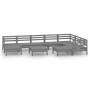 Set Salotto da Giardino 10 pz in Legno Massello di Pino Grigio