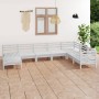 Set Salotto da Giardino 8 pz in Legno Massello di Pino Bianco