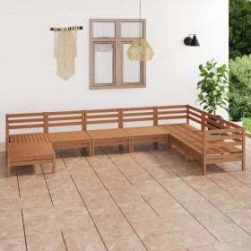 Set Salotto da Giardino 8 pz in Legno Massello di Pino Miele